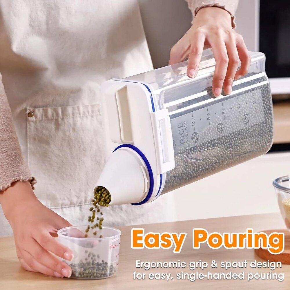 Dispenser with Measuring Cup, BPA-Free Plastic Kitchen Pantry Food Storage